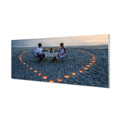 Acrylic print Heart with a pair of candles sea