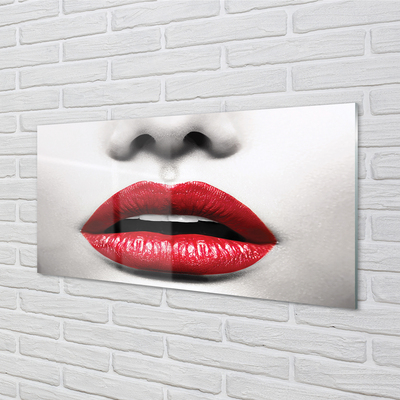 Acrylic print Red lips woman nose