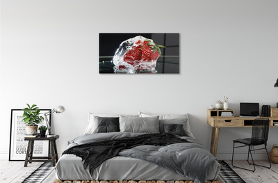 Acrylic print Strawberries in ice cube