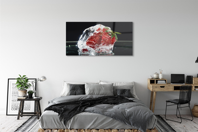 Acrylic print Strawberries in ice cube