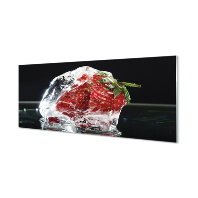 Acrylic print Strawberries in ice cube