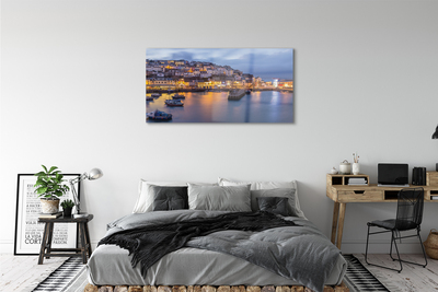 Acrylic print City night sea ship