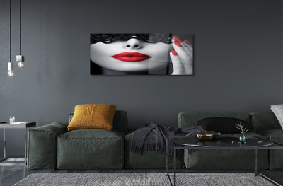 Acrylic print Woman with red lips