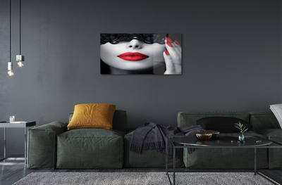 Acrylic print Woman with red lips