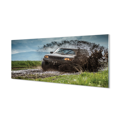 Acrylic print Car wolkenberge field