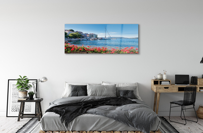 Acrylic print Boat sea summer sky