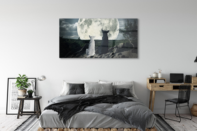 Acrylic print Wolves moon forest