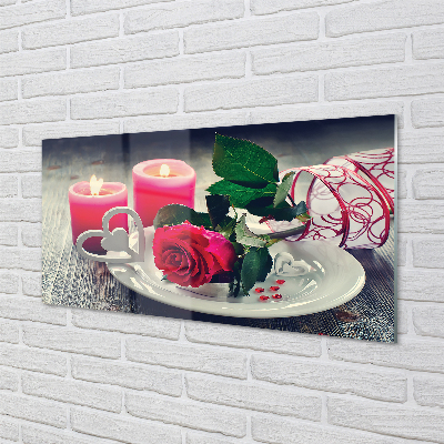 Acrylic print Rose heart candle