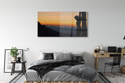 Acrylic print Jesus crucified sunset