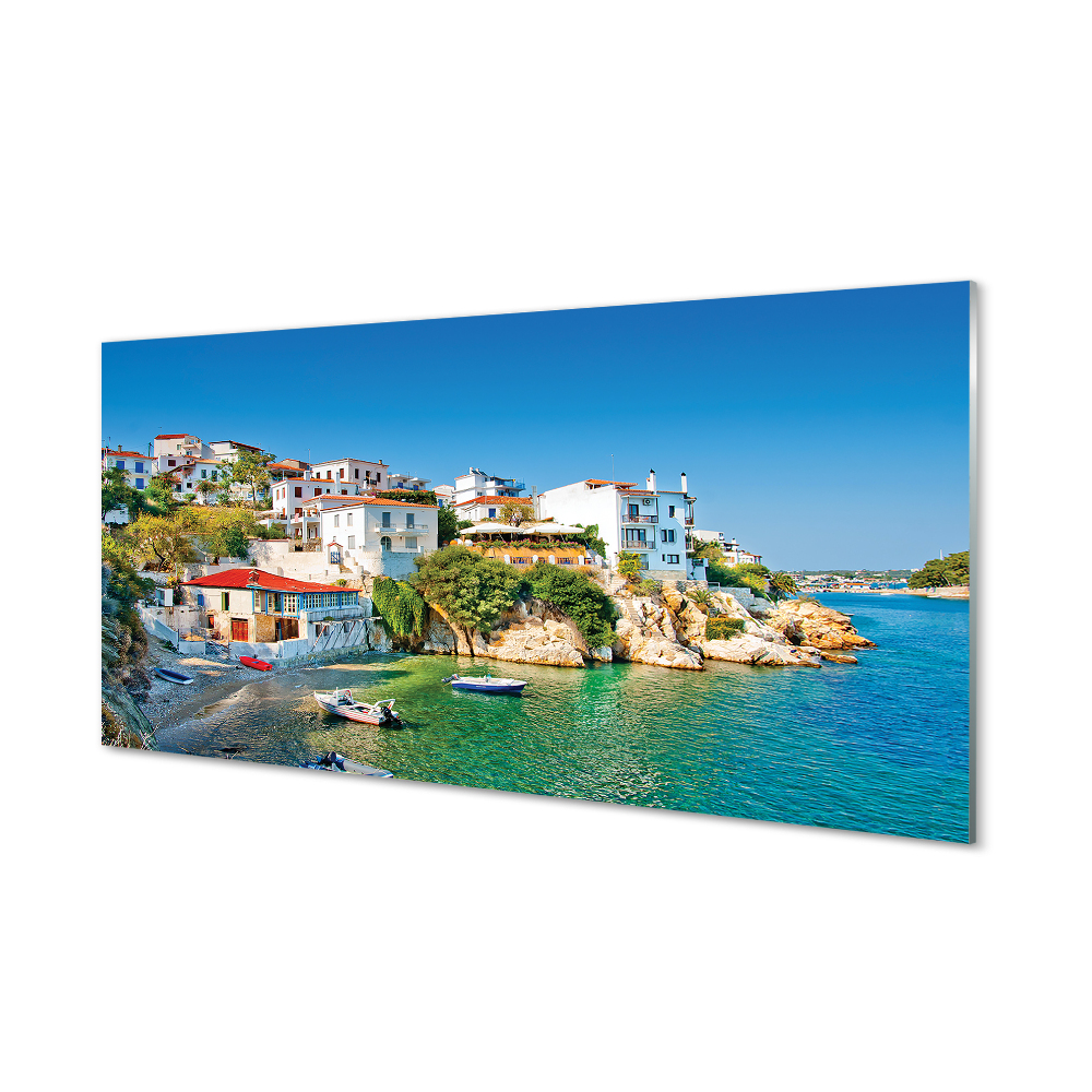Acrylic print Building greece coast
