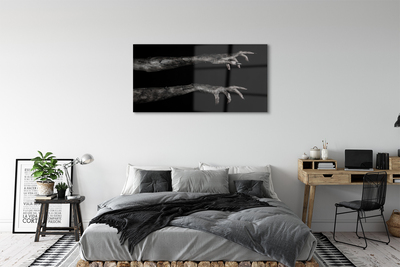 Acrylic print Black background dirty hands