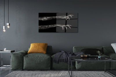 Acrylic print Black background dirty hands