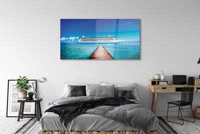 Acrylic print The ship was sea sky