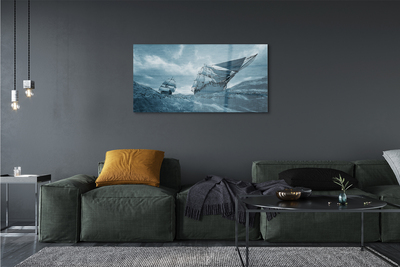 Acrylic print The storm sky ship sea
