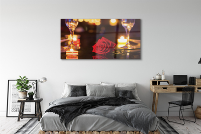 Acrylic print Rose candle glasses