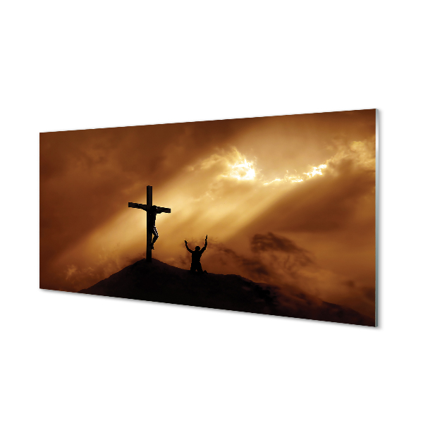 Acrylic print Jesus cross light