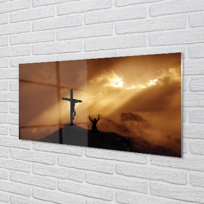 Acrylic print Jesus cross light