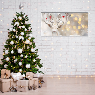 Acrylic Print White Reindeer Christmas Baubles