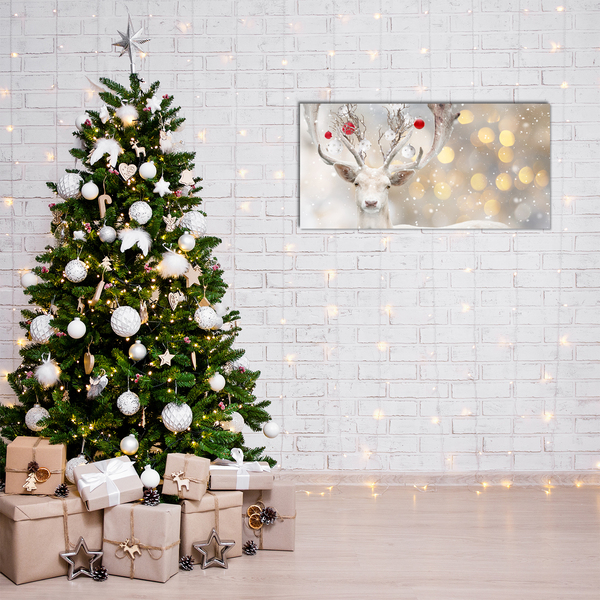 Acrylic Print White Reindeer Christmas Baubles