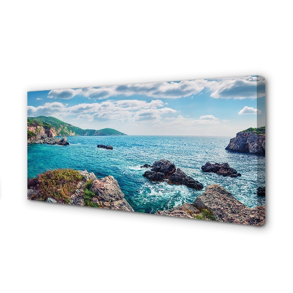 Canvas print Greece sea mountains