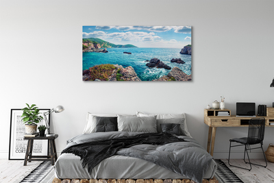 Canvas print Greece sea mountains