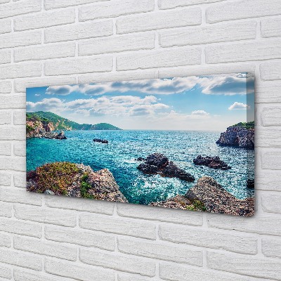 Canvas print Greece sea mountains