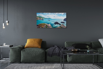 Canvas print Greece sea mountains