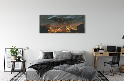 Canvas print City on the night of smoke monsters