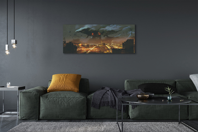 Canvas print City on the night of smoke monsters