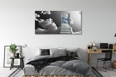 Canvas print Stairs clouds door