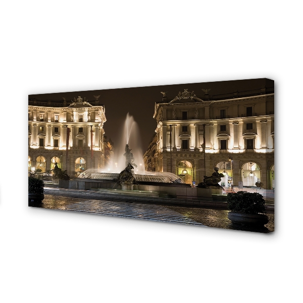 Canvas print Rome fountain square night