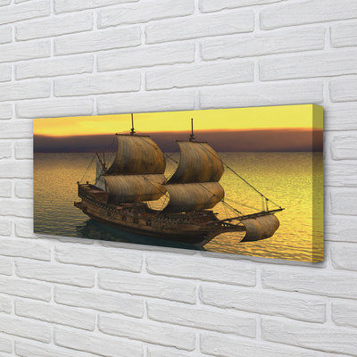 Canvas print Yellow sea sky ship