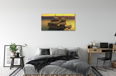 Canvas print Yellow sea sky ship