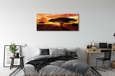 Canvas print Clouds trees west
