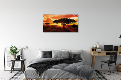 Canvas print Clouds trees west