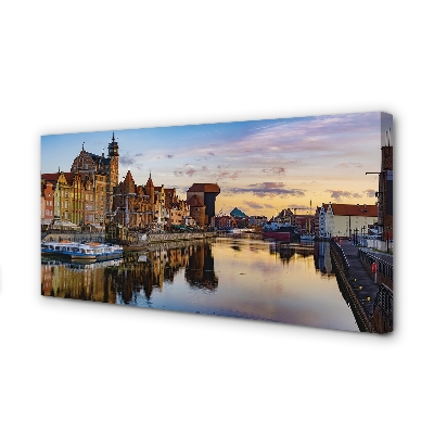 Canvas print Port sunrise river gdansk