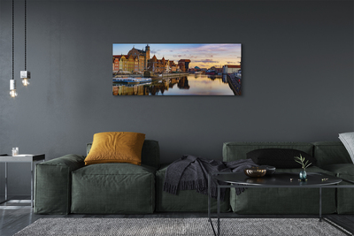 Canvas print Port sunrise river gdansk