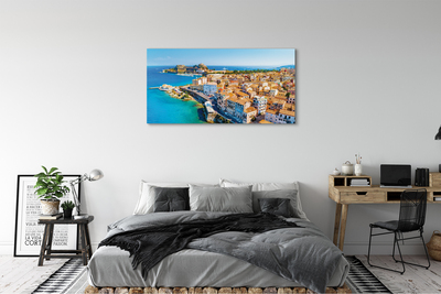 Canvas print Town on the coast of greece sea