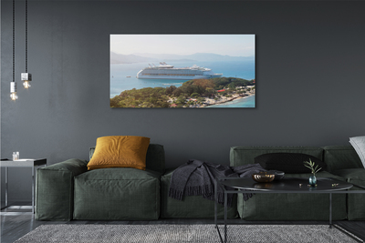 Canvas print Island mountain sea ship