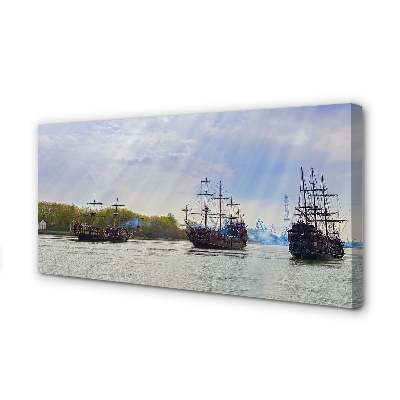 Canvas print Ships sky clouds