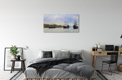 Canvas print Ships sky clouds