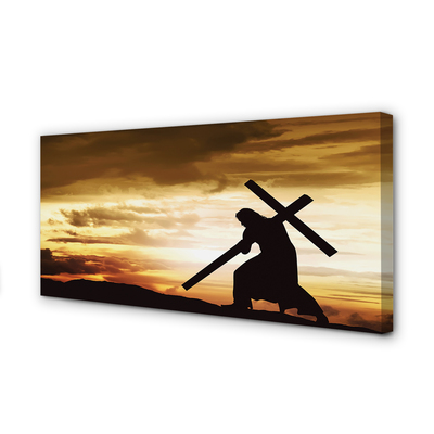 Canvas print Jesus cross sunset