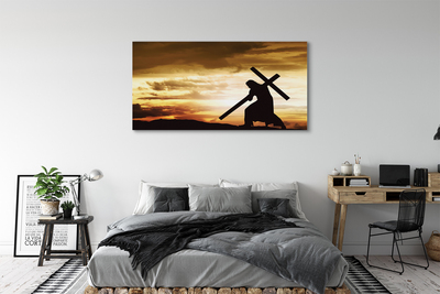 Canvas print Jesus cross sunset