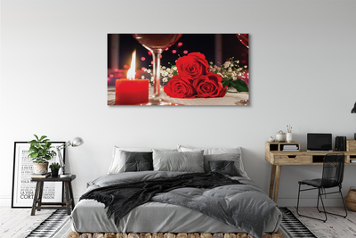 Canvas print Glass candle roses