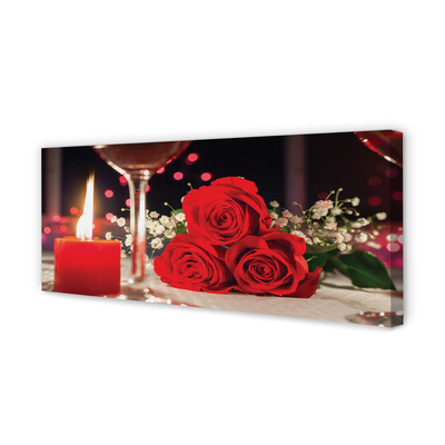 Canvas print Glass candle roses