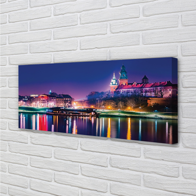 Canvas print Krakow river city night