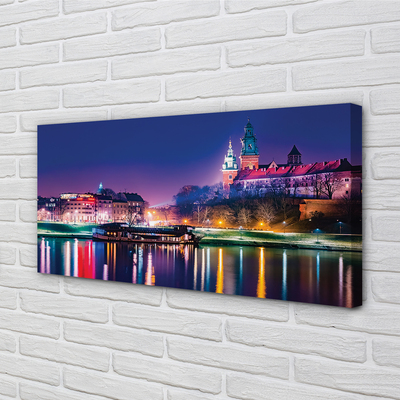 Canvas print Krakow river city night