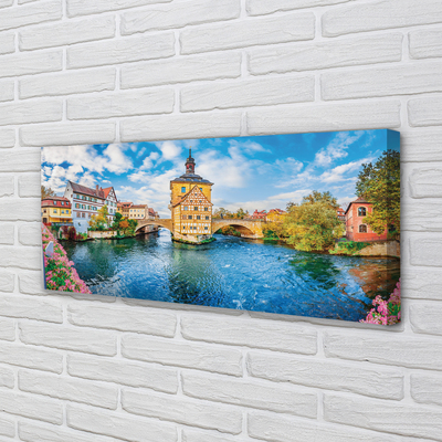 Canvas print Germany old bridges of the river in the city