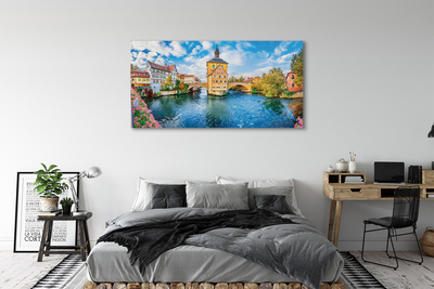 Canvas print Germany old bridges of the river in the city