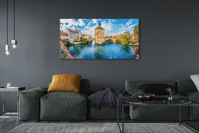 Canvas print Germany old bridges of the river in the city